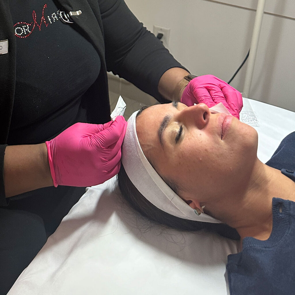 At the start of a chemical peel at Mirror Mirror in Houston, an aesthetician will clean and prep your skin.